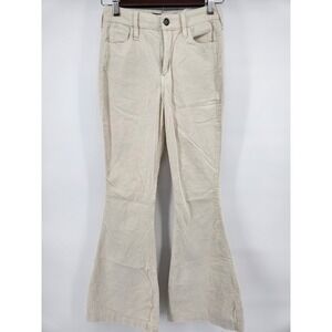 Hollister Womens Size 0S Corduroy Flared High Rise Beige Cream Pants Boho Hippie